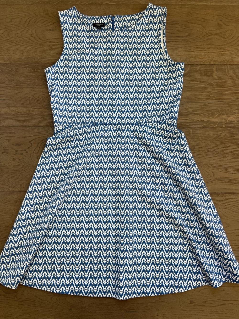 ❤️ Talbots Blue and White Sleeveless Fit & Flare Dress - Medium Petites